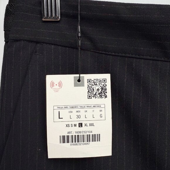 ZARA NWT Pinstripes Jogger-waist Trouser Academia School Midnight Blue Black L - Picture 6 of 11